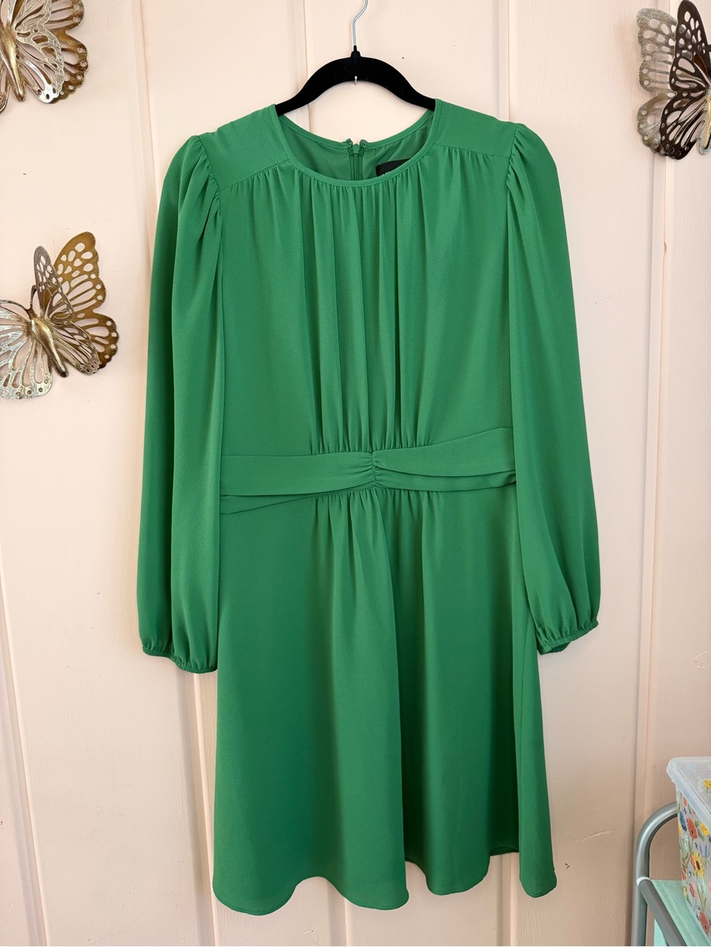 Donna Morgan Emerald Green Pleated Waist Dress sz10